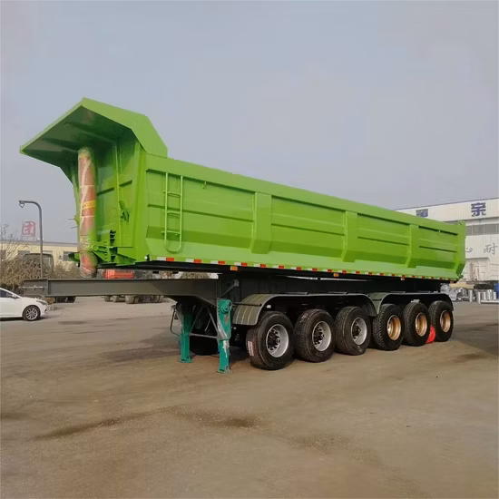 Semi-remorque de camion lourd à plat, benne basculante à 3 essieux, offre spéciale